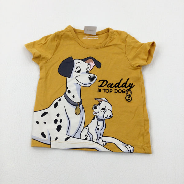 'Daddy Is Top Dog' 101 Dalmatians Mustard T-Shirt - Boys 0-3 Months