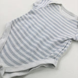 Light Blue Striped Short Sleeve Bodysuit - Boys 0-3 Months