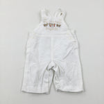 'My Little Fuzzy Friends' Mice & Bear Embroidered White Cord Dungarees - Boys 0-3 Months