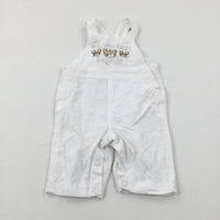 'My Little Fuzzy Friends' Mice & Bear Embroidered White Cord Dungarees - Boys 0-3 Months