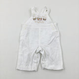 'My Little Fuzzy Friends' Mice & Bear Embroidered White Cord Dungarees - Boys 0-3 Months