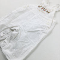 'My Little Fuzzy Friends' Mice & Bear Embroidered White Cord Dungarees - Boys 0-3 Months