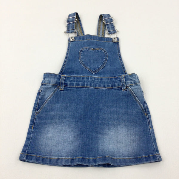 Mid Blue Denim Dungaree Dress - Girls 18-24 Months