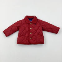 Joules Motif Red Quilted Coat - Boys 0-3 Months