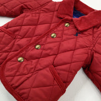 Joules Motif Red Quilted Coat - Boys 0-3 Months