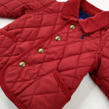 Joules Motif Red Quilted Coat - Boys 0-3 Months