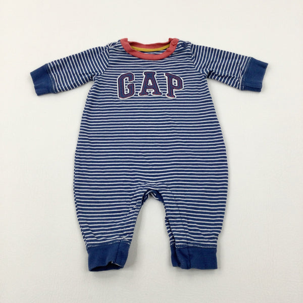 'Gap' Navy Striped Romper - Boys 0-3 Months