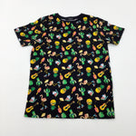Flamingoes & Pineapples Black T-Shirt - Boys 9-10 Years