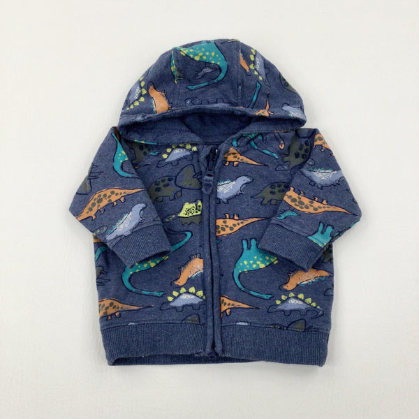 Dinosaurs Blue Zip Through Hoodie - Boys 3-6 Months