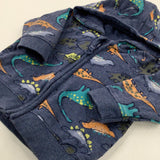 Dinosaurs Blue Zip Through Hoodie - Boys 3-6 Months