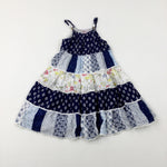 Patterned Floaty Navy Dress - Girls 9-10 Years