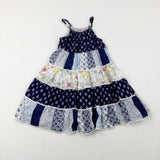 Patterned Floaty Navy Dress - Girls 9-10 Years