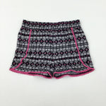 Shapes Black & White Shorts - Girls 9-10 Years