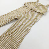 Beige & White Striped Jumpsuit - Girls 9-10 Years