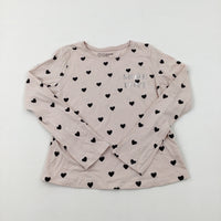 'More Love' Harts Pink Long Sleeve Top - Girls 9-10 Years