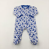 Giraffes Blue & White Babygrow - Boys 3-6 Months