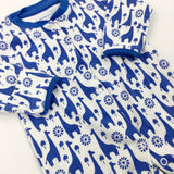 Giraffes Blue & White Babygrow - Boys 3-6 Months