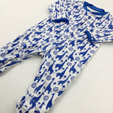 Giraffes Blue & White Babygrow - Boys 3-6 Months