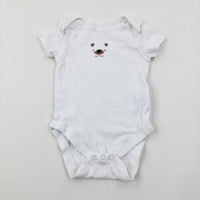 'Baby Bear Hugs' Bear White Short Sleeve Bodysuit - Boys 6-9 Months