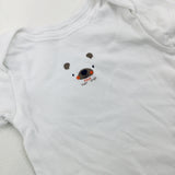 'Baby Bear Hugs' Bear White Short Sleeve Bodysuit - Boys 6-9 Months