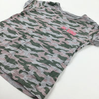 'Be Kind' Camouflage Green & Grey T-Shirt - Girls 9-10 Years