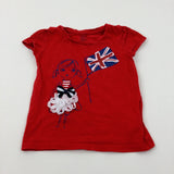 Union Jack Flag & Girl Glittery Red T-Shirt - Girls 2-3 Years