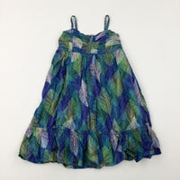 Patterned Colourfl Blue Dress - Girls 9-10 Years