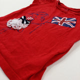 Union Jack Flag & Girl Glittery Red T-Shirt - Girls 2-3 Years