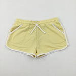 White Striped Yellow Shorts - Girls 9-10 Years