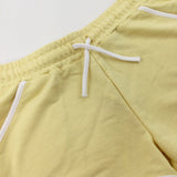White Striped Yellow Shorts - Girls 9-10 Years