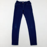 Blue Denim Jeans With Adjustable Waist - Girls 10-11 Years