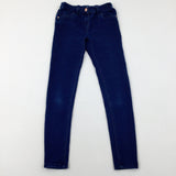 Blue Denim Jeans With Adjustable Waist - Girls 10-11 Years