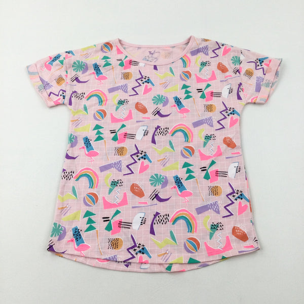 Flamingoes & Rainbows Colourful Pink T-Shirt - Girls 10-11 Years