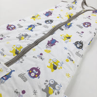 **NEW**'Super Me' Monsters Cream Sleeping Bag - Approx 2.5 tog - Boys 6-9 Months