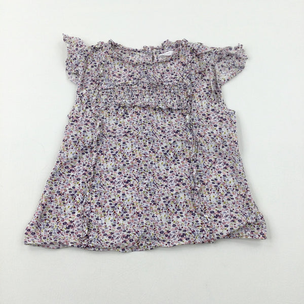 Flowers White Top - Girls 10-11 Years