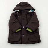 Brown Heavyweight Coat With Hood - Boys 6-9 Months