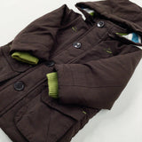 Brown Heavyweight Coat With Hood - Boys 6-9 Months