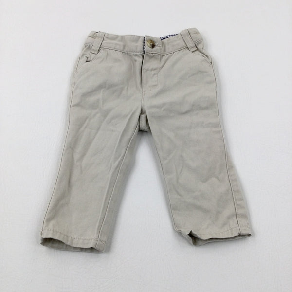 Cream Trousers With Adjustable Waist - Boys 6-9 Months