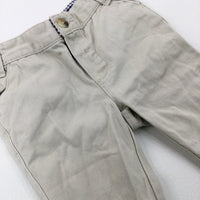 Cream Trousers With Adjustable Waist - Boys 6-9 Months