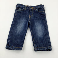 Dark Blue Denim Jeans With Adjustable Waist - Boys 6-9 Months