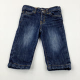 Dark Blue Denim Jeans With Adjustable Waist - Boys 6-9 Months