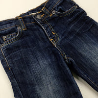 Dark Blue Denim Jeans With Adjustable Waist - Boys 6-9 Months