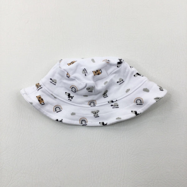 Dogs & Rainbows White Jersey Sun Hat - Boys 9-12 Months