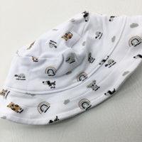 Dogs & Rainbows White Jersey Sun Hat - Boys 9-12 Months