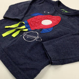 Rocket Apppliqued Navy Long Sleeve Top - Boys 9-12 Months