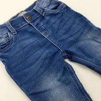 Mid Blue Denim Jeans With Adjustable Waist - Boys 9-12 Months