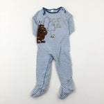 'All Was Quiet' The Gruffalo Appliqued Light Blue Striped Babygrow - Boys 9-12 Months