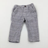 Beige Checked Trousers With Adjustable Waist - Boys 9-12 Months