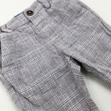 Beige Checked Trousers With Adjustable Waist - Boys 9-12 Months