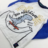 'Big Adventure' Dinosaur Blue & White Long Sleeve Top - Boys 9-12 Months